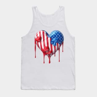 American Flag Dripping Heart #4 Tank Top